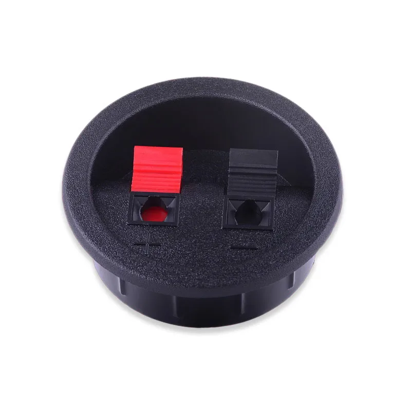 2pcs OD56mm 2-Way Round Speaker Junction Box Speake Wiring Terminal Binding Post Spring Clip OD56mm
