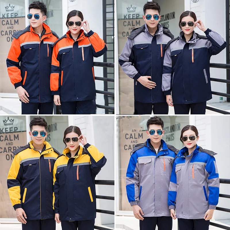 Winter Work Clothing Men Women Warm Wadded Jacket cotton padded Thicken Machine Repair Workshop Overcoat Wear Resistant Uniform