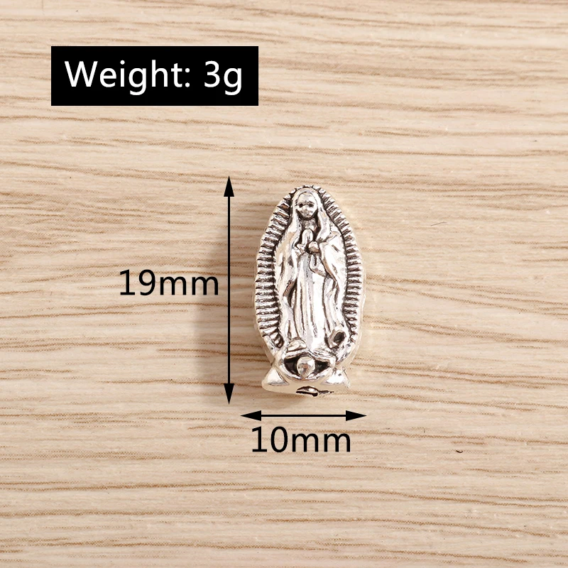 8pcs 10*19mm Alloy Virgin Mary Beads Charms Fit Original Bracelets DIY Silver Color Christian Beads Jewelry Making