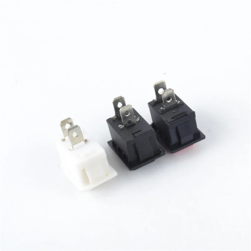 10Pcs Push Button Switch 10x15mm SPST 2Pin 3A 250V KCD11 Snap-in on/Off Rocker Switch 10MM*15MM Black Red and White