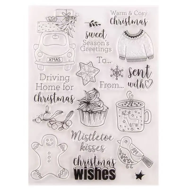 

New Christmas Stars car transparent stamp stencil WISHES English alphabet stamp for DIY scrapbook