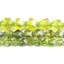 6/8/10mm Natural Faceted Peridot Stone Beads Round Loose Beads For Jewellery Making Bracelet 15inches