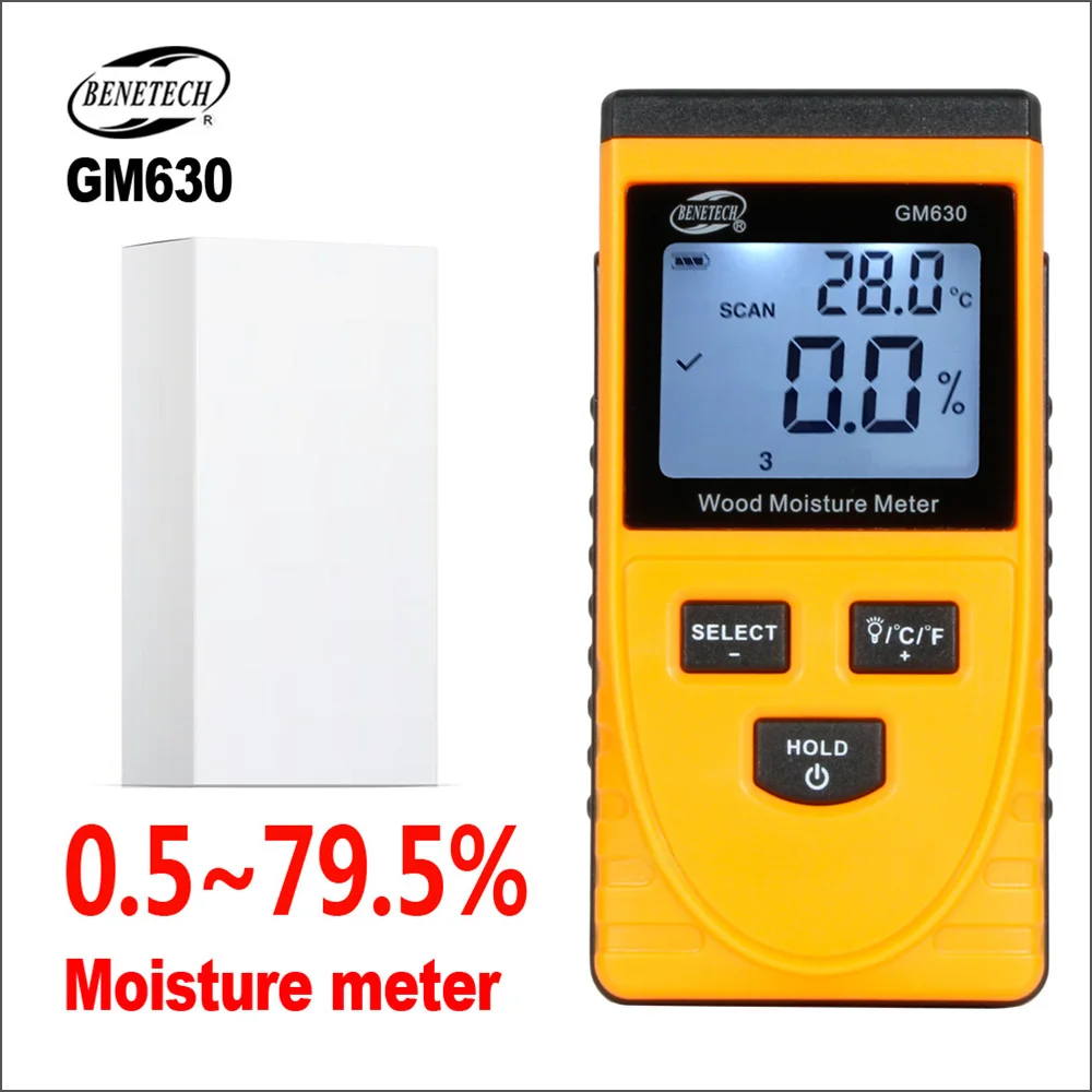 BENETECH Wood Moisture Meter Digital Humidity Handheld Device Tester Content Meter Woodworking Electrical GM630 Hygrometer