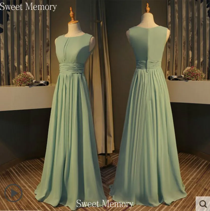 Custom Made Long Gown Chiffon Halter Green Bridesmaid Dresses for Wedding Party Graduation Vestido Longo De Festa Female Robes