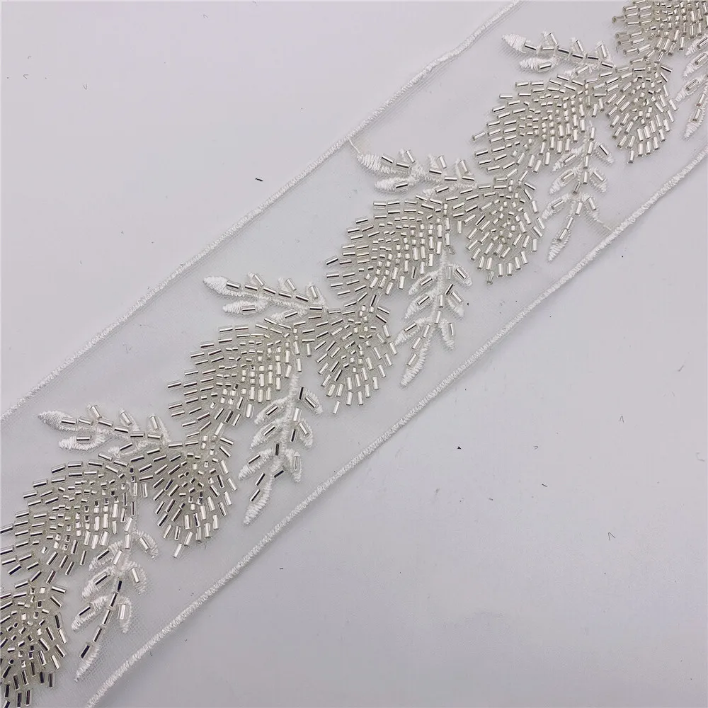 Branch design Beaded & Embroidered  Trim for Bridal Wedding  craft for diy garment