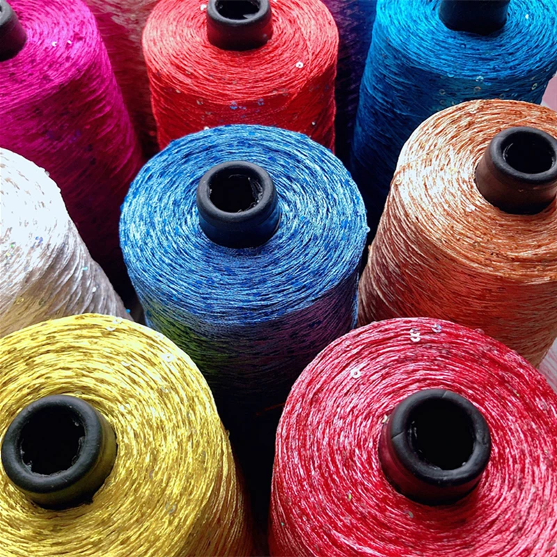 500g Summer Ice Silk Sequin Yarn Special Mercerized Line DIY 2mm Sequins Hand Knitting Yarn Thread Doll Sweater Knitting Line