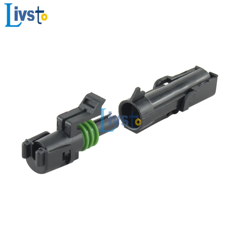 1 Sets 1 Pin Way  2.5 MM Series Car Auto Wire Connector Female Male Weather Pack Electrical Plug 12015791 12010996