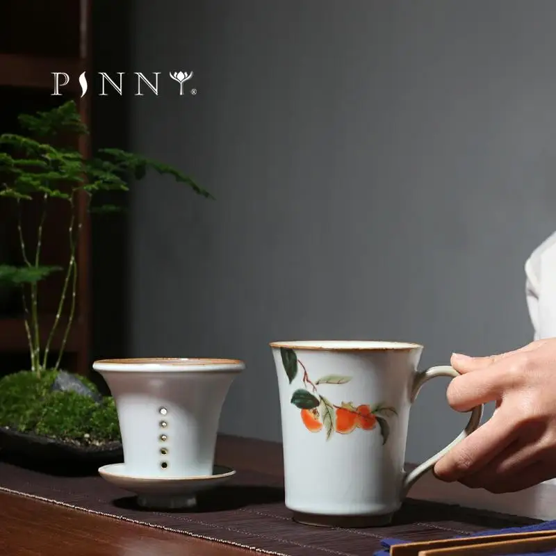 

PINNY 260ML Your Kiln Retro Ceramic Tea Mugs Pigmented Flowers China Porcelain Personal Cup Family Expenses Drinkware