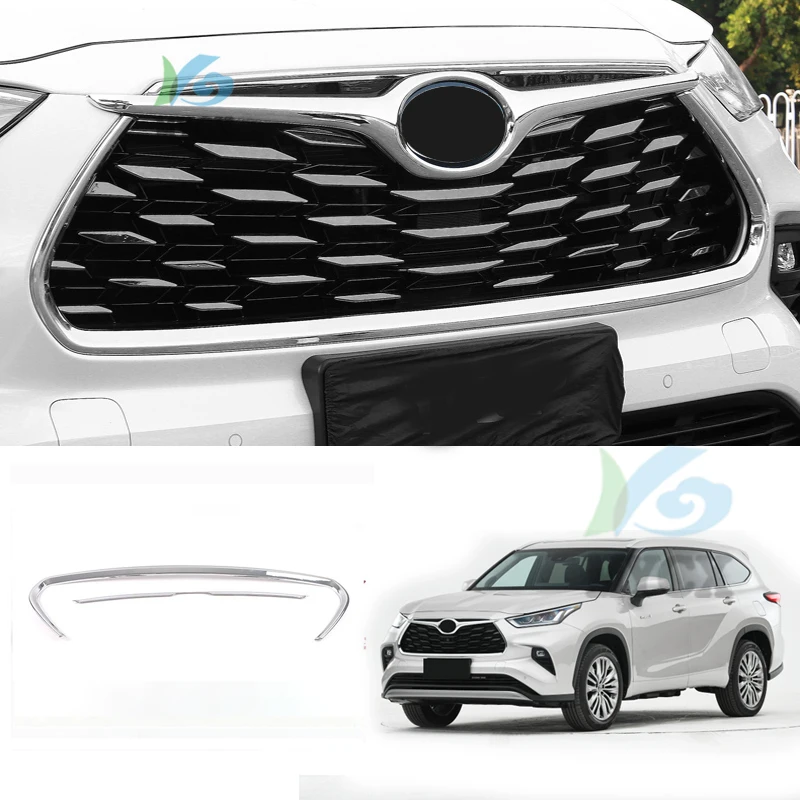 

Front Face Black Samurai For Toyota Highlander XU70 Refit 2022 2021 Car Accessories Middle Mesh Strip Sticker