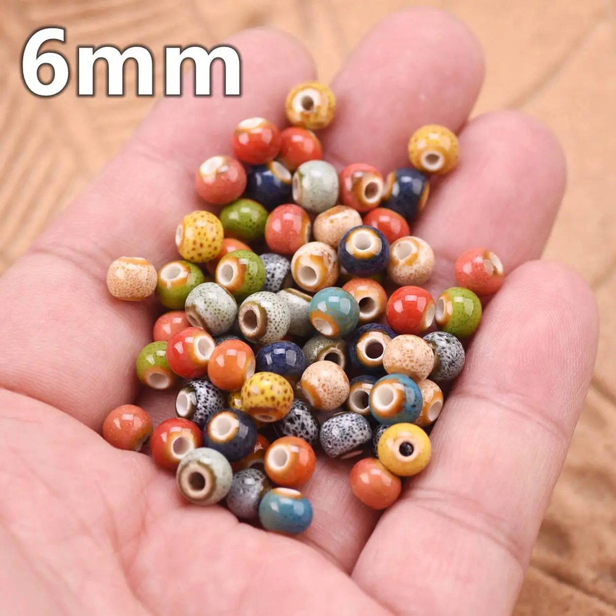 Round Random Mixed 6mm 8mm 10mm 12mm 14mm Handmade Ceramic Porcelain Loose Beads Lot for Jewelry Making DIY Crafts Findings