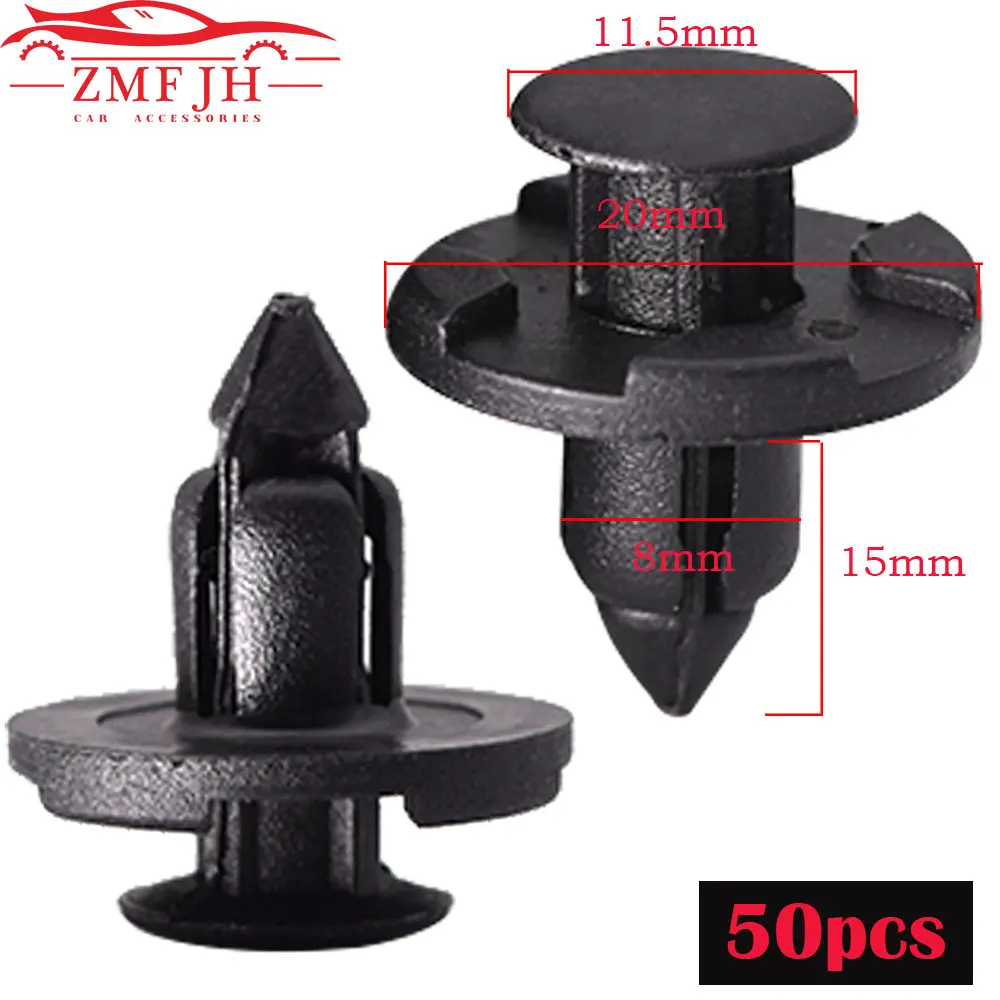10/20/50szt 8mm Zapięcia samochodowe Nity Klipsy Zderzak samochodowy Panel drzwi Błotnik Klips ustalający do Nissan Car Trim Clip Grill Clip