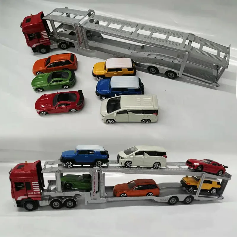 

High-simulation alloy double-decker transport truck model,1:50 transport engineering truck toy,original packaging gift