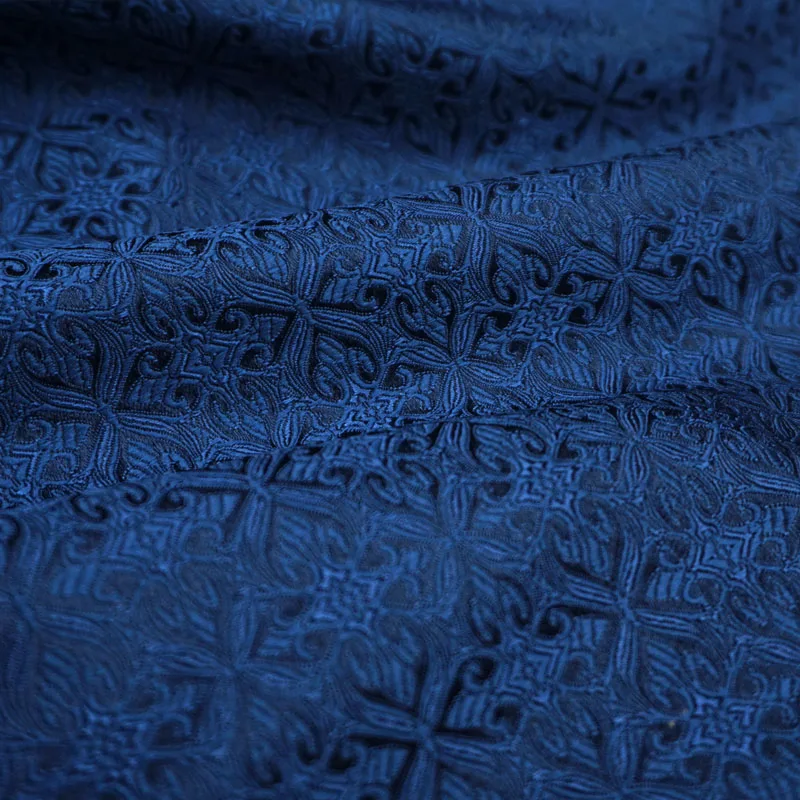 Deep blue jacquard damask fabric for DIY sewing coat curtain table cloth sofa cushion upholstery patchwork home decoration