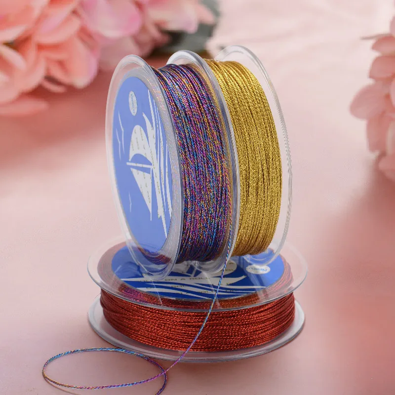 Oar 0.6mm 9 strand DIY accessories hand woven bracelet necklace gold wire gold and silver wire color gold wire tassel  cord
