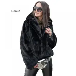 2021 New Winter Women's Jacket Faux Rabbit Fur Coat Turn Down Collar Fashion Thick Warm Rabbit Fur Coats Furry Cropped Jacket