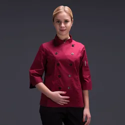 chef uniform for women summer restaurant cook workwear red chef jaket black shirt hotel uniform waiter workwear chef clothes