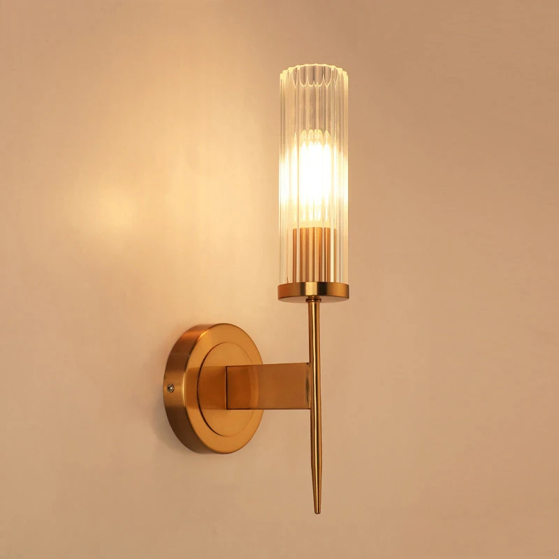 Europa golden lâmpada de parede led 5w para decoração casa quarto sala estar decoração luz metal vidro corredor interior arandela