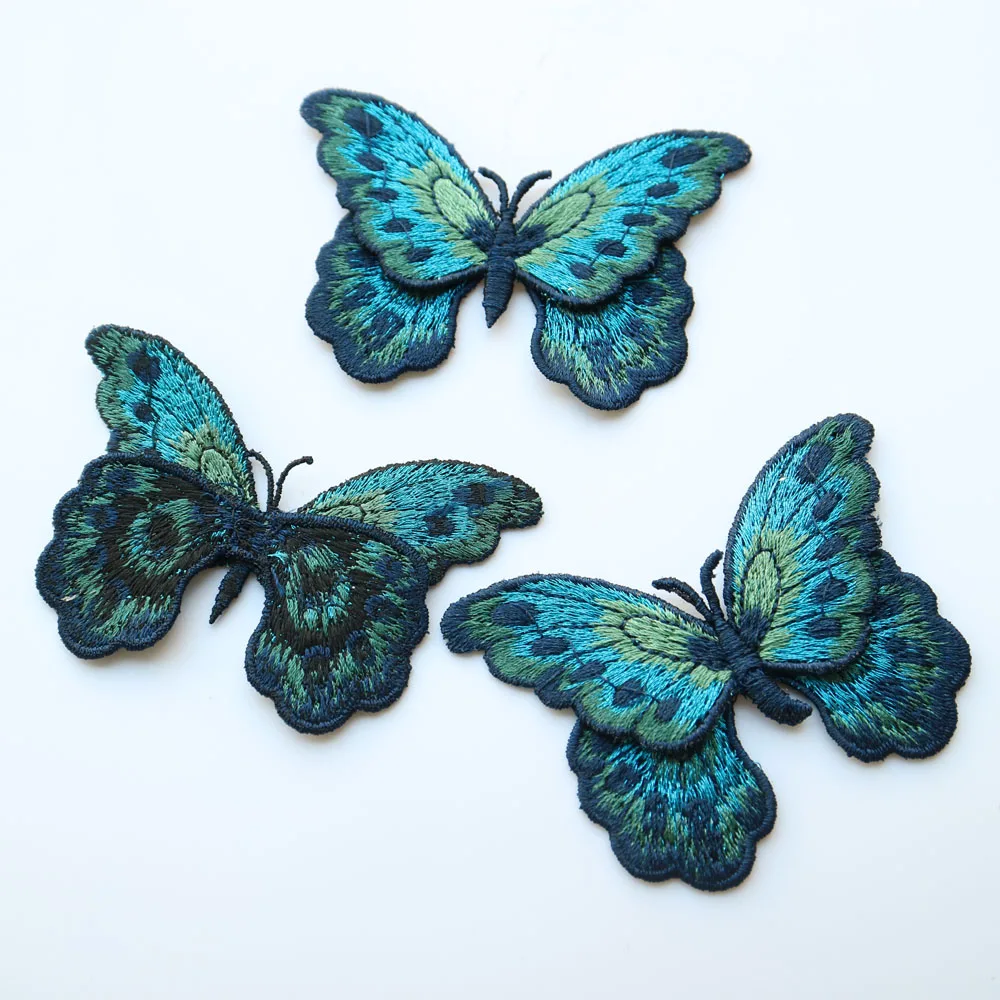 3pc/lot butterfly embroidery patches for clothing DIY animal embroidered parches appliques for jackets decoration parch ropa