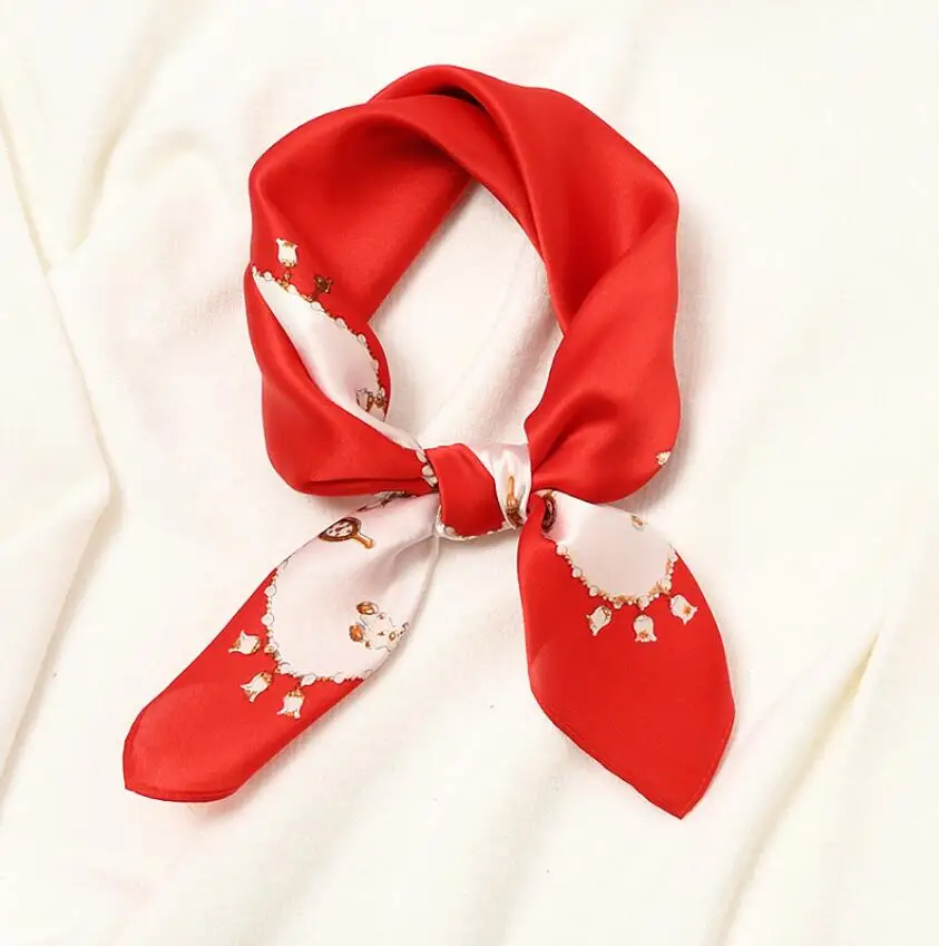 

Women 53x53cm Silk Luxury Brand Square Scarf Female Printed Head Hijab Ladies Elegant Foulard Bandana Scarves 2021 New