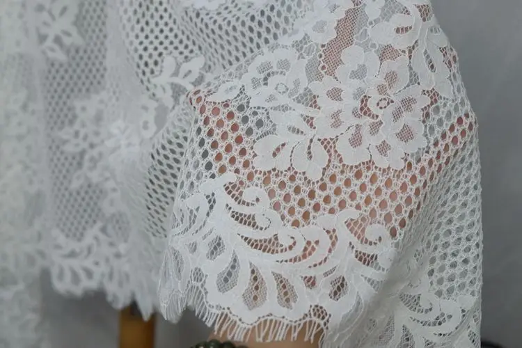 Tela francesa do laço da pestana, laço requintado de DIY, roupa do bordado, acessórios do vestido do casamento, estoque claro, 3m