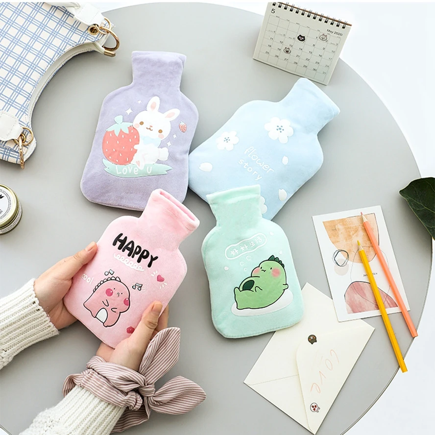 Warm Water Bag Plush Hot Water Bottle Water Injection Portable Mini Cartoon Filling Hot Water Bag Student Hand Warmers Bag