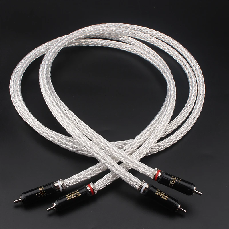 

8AG OCC Silver Plated RCA Cable 16 Single Braided HiFi Audio Line WBT Plug