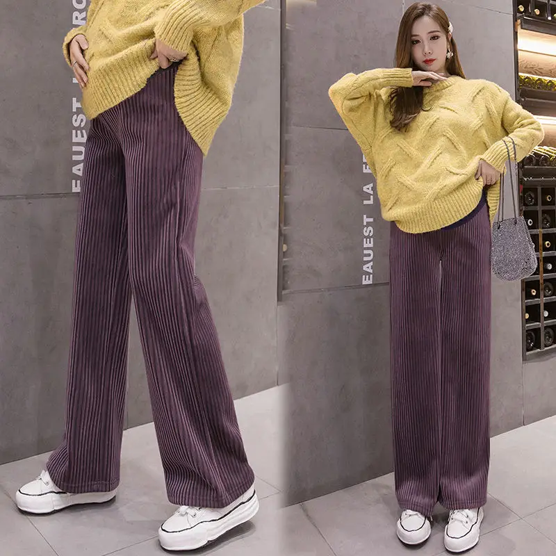 Pregnancy Abdominal Corduroy Pants Boyfriend Trousers Maternity Pants For Pregnant Women Clothes High Waist Trousers Loose Pants