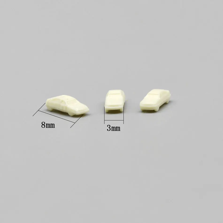 100pcs/lot 1:500 Scale ABS Plastic White Car Toys Miniature Unpainted DIY Cars For Diorama Tiny Architectural Scenery Making