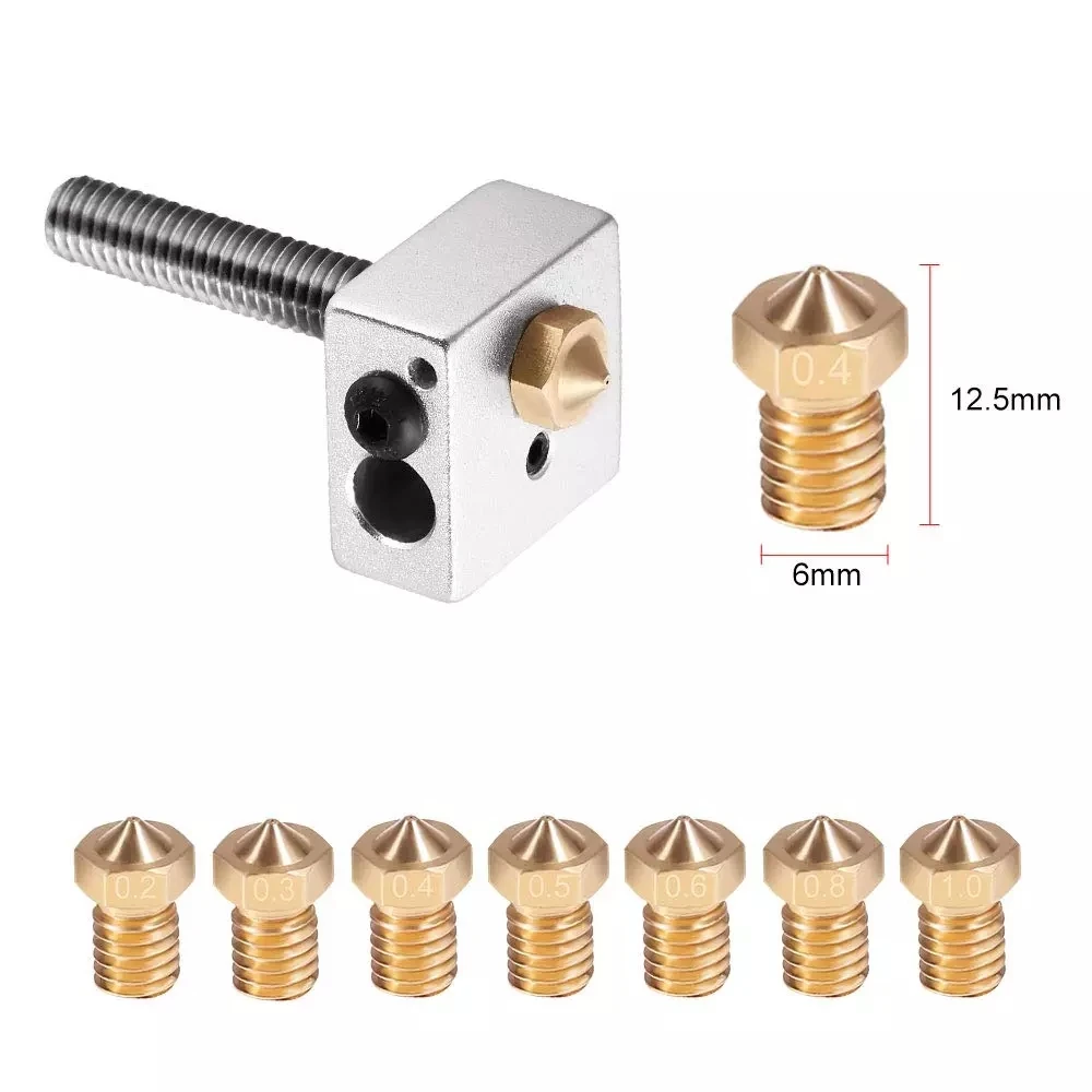 20 PCS M6 3D Printer Nozzles with 10PCS Cleaning Needles Kit, V6 V5 Brass Exruder Nozzle Print Head for E3D Makerbot