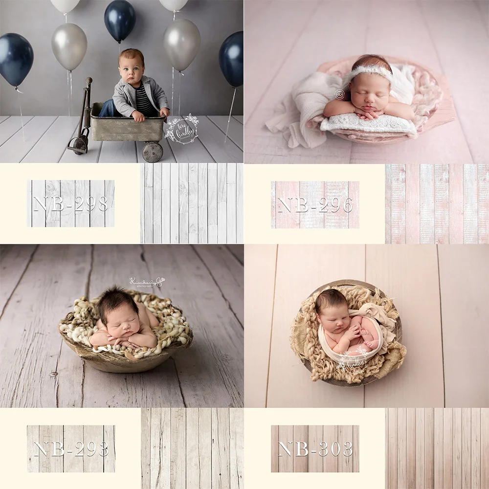 Fondo de fotografía de retrato de bebé recién nacido de madera para estudio fotográfico suelo de madera niños cumpleaños accesorios de fondo