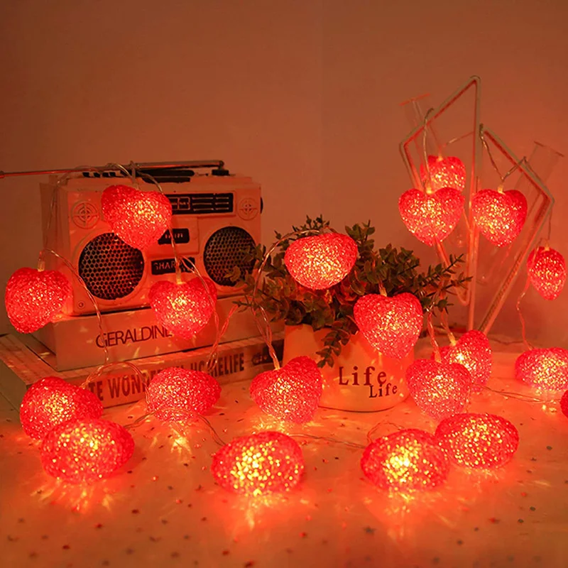 2023 New Love Heart LED String Light Battery Powered Fairy Lights Garland for Valentine's Day Wedding Party Christmas Decoration