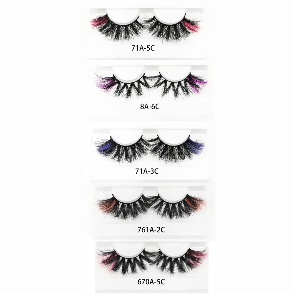 Mix 3D Mink Colored Eyelashes Red Blue Purple Pink Natural Dramatic Strip Lashes Ombre Vegan Fluffy Colourful Cilias Party