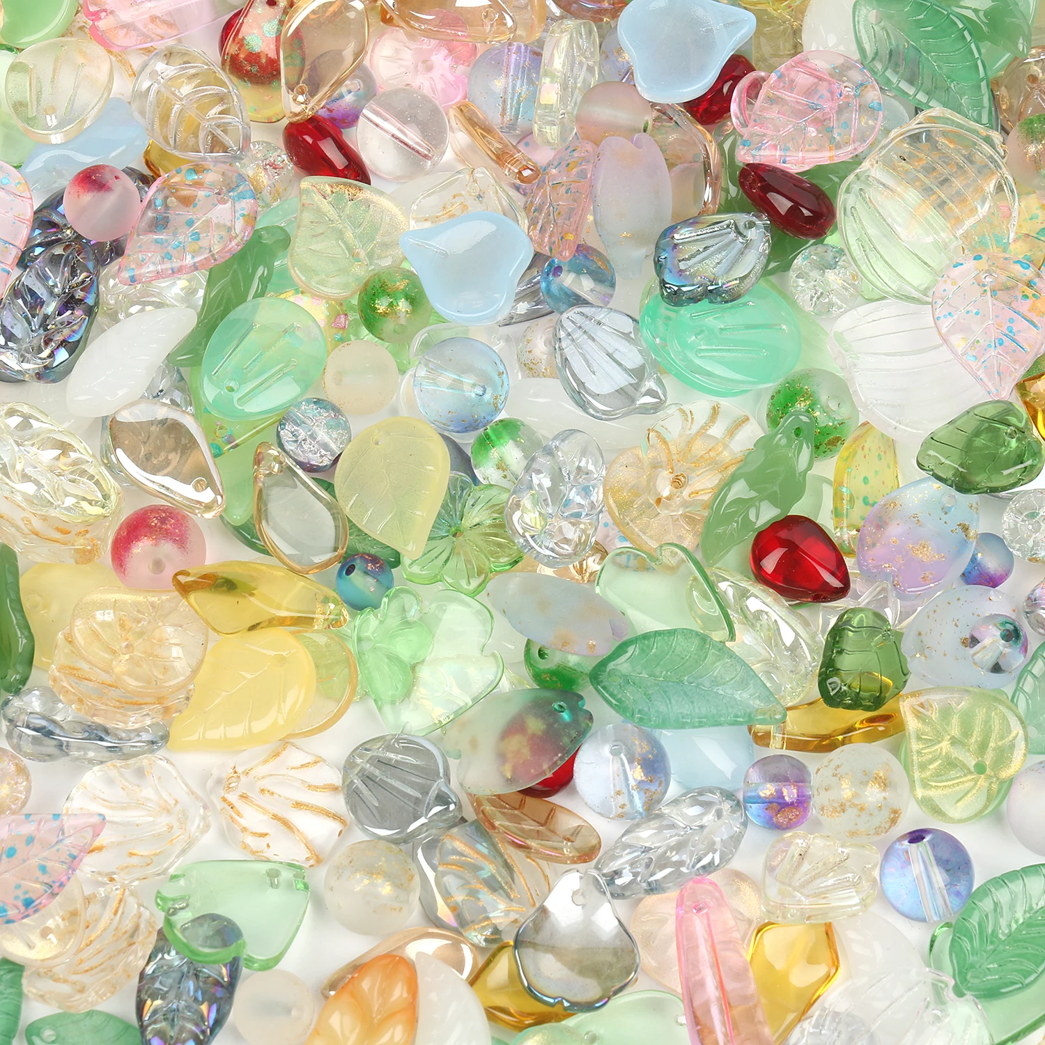 21g/bag Mixed Shape Leaves Flower Beads Czech Glass Loose Spacer Beads for Jewelry Making Hairpin Handmade Diy Accessories