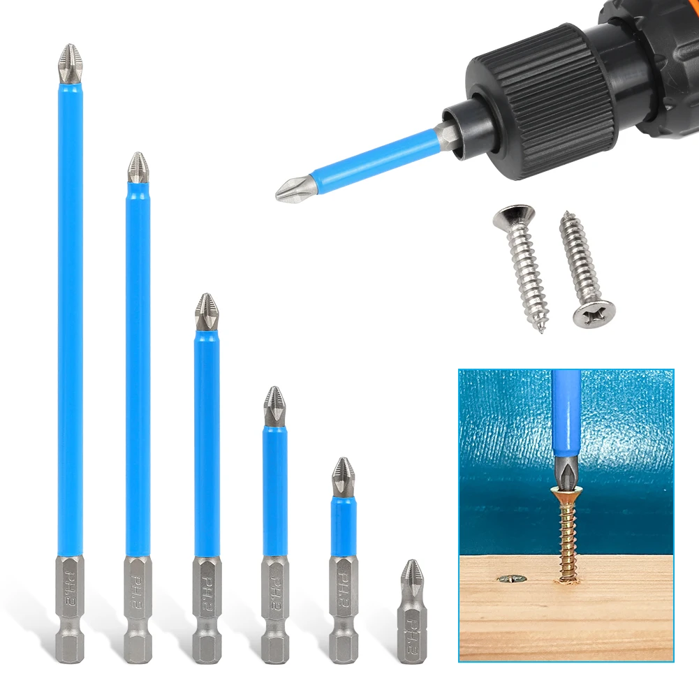1 pc 1/4" Hex Shank Fits Magnetic PH2 Long Reach Electric ARC Screwdriver Bits Exactness Single Phillips Cross Head Tool