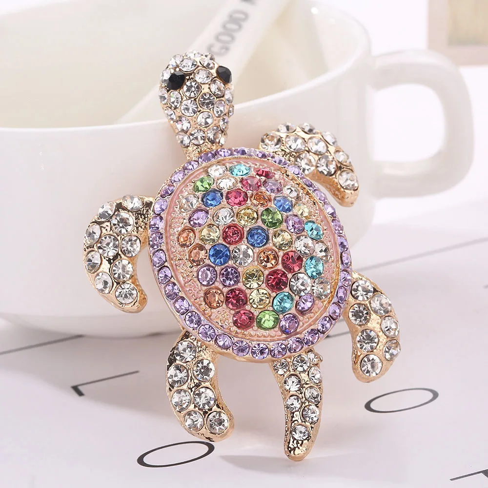 Rhinestone Turtles Brooch Pins 3 colors Bling Brooches