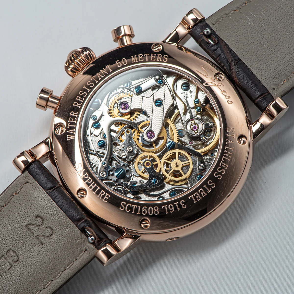 Sugess Pilot Chronograph Mechanical Watches Men Waterproof Original ST1908 Movement Moon Phase Calendar Wristwatch Swanneck 2022