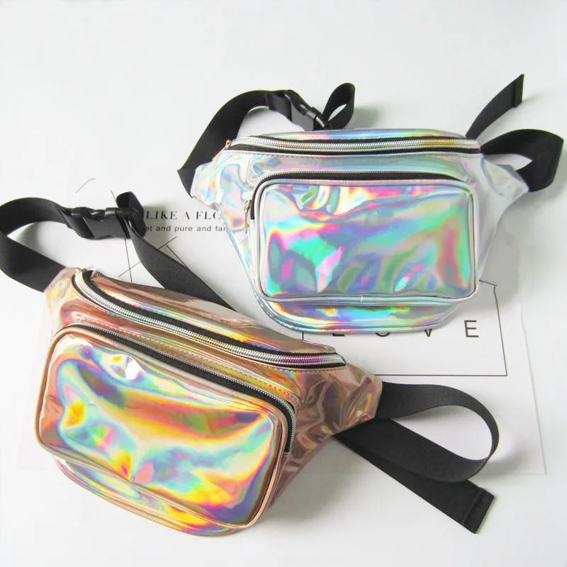 Thighbags fanny pack for women PU laser waist bag holographic leg bag leather for women\'s Belt buckle heuptas