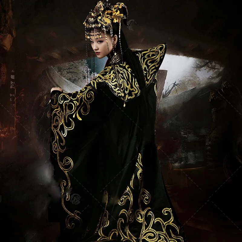 WYJN High Quality Delicate Embroidery Heavy Beading Pailette Empress Princess Long Train Costume Stage Show Drama Cosplay Hanfu