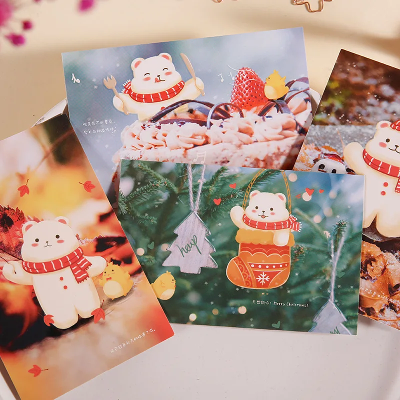 30 Pcs/Set To Be With You Series Luminous Postcard DIY Cartoon Greeting Blessing Cards Message Card Birthday Gift Card