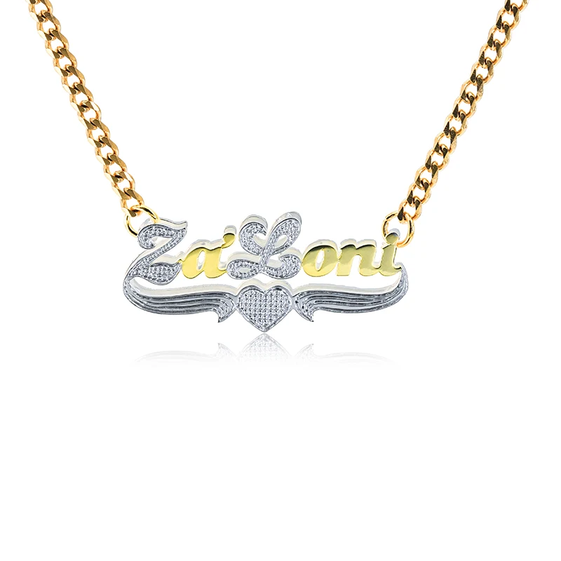 

Custom 3D Name Hiphop Necklace Personalized Double Color Nameplate Pendents for women Necklaces Choker Name Necklace Gifts