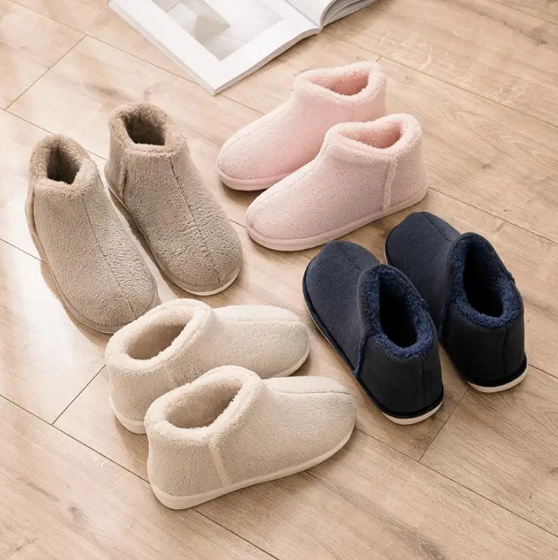 2023 Warm Plush Winter Shoes Women Men Indoor Slippers Anti-slip Soft Fur Lovers Home Floor Cotton Slipper Female House Shoes