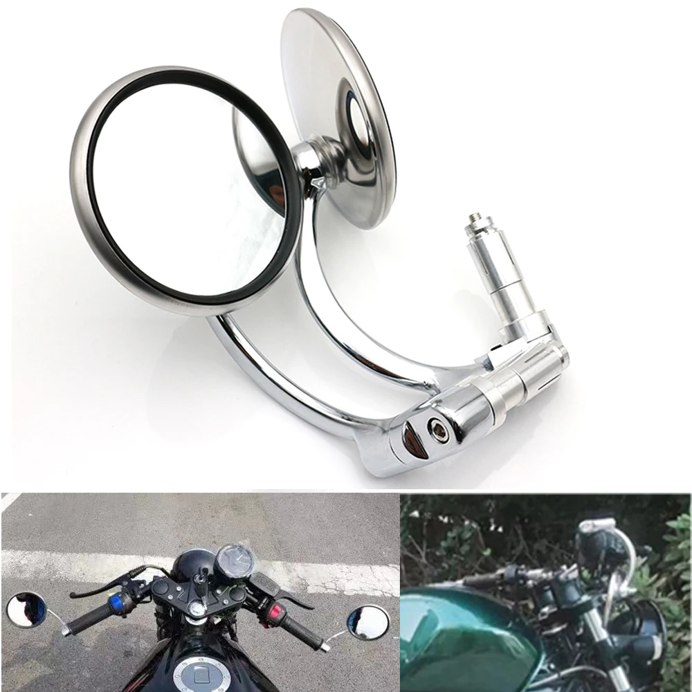 Motorcycle Side Mirrors Chopper Bobber Chrome Spear Mirror Motocross Scooter Street Sport Bike 22 mm Bar End Mirror