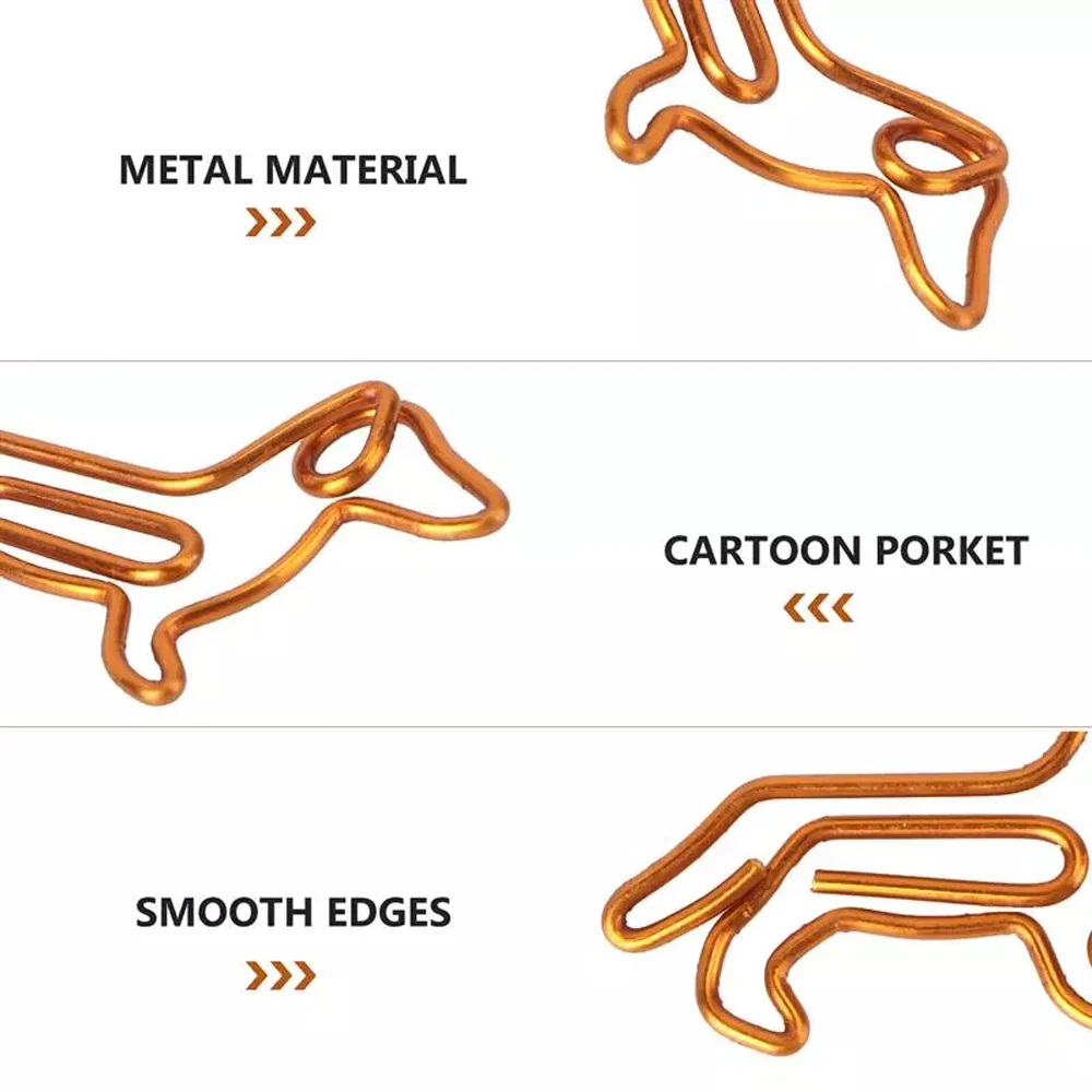 1 Pack Golden Dachshund กระดาษคลิปการ์ตูนรูปร่างสัตว์สร้างสรรค์การปรับแต่งรูปพิเศษทองกระดาษคลิป (สีส้ม)