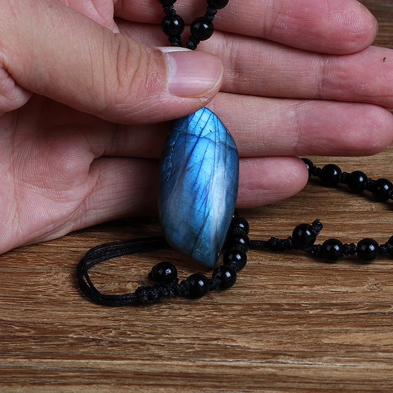 Natural Crystal Labradorite Pendant Necklaces New Moonstone Sunstone Reiki Stone Pendant Divination Spiritual Meditation Jewelry