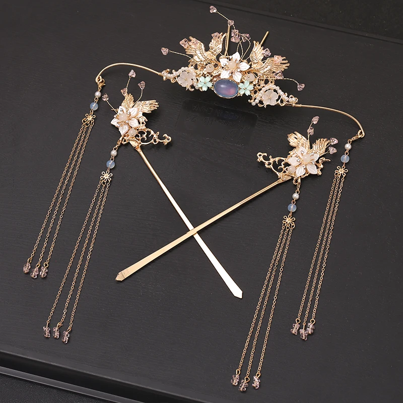 Han Costume Hairpin Headdress Accessories Tuinga Hairpin Tuinga Jewelry Female Long Fringe Hairpin Antique Hair Accessories