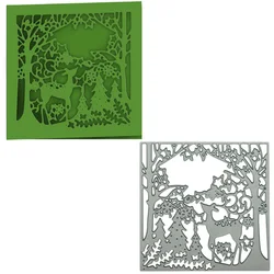 Forest Pattern Card Cover Cutting Dies Scrapbooking Craft Deer Trees Pattern Cutter Mold For Envelope Surface Border