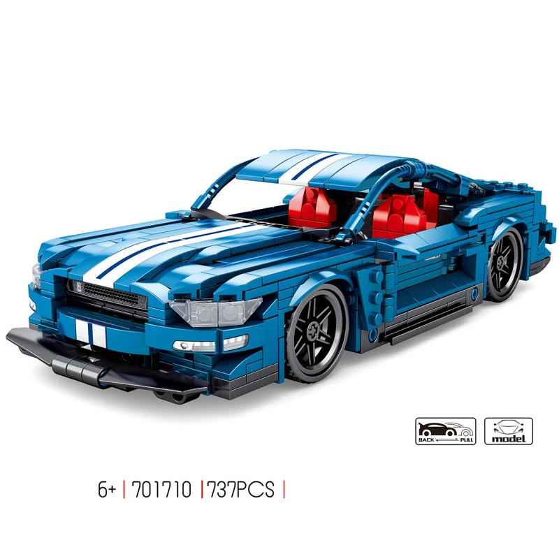 ทางเทคนิคอเมริกา Mustangs Shelby GT500 Building Block กล้ามเนื้อกีฬารถอิฐดึงกลับรถของเล่นคอลเลกชันสําหรับของขวัญ