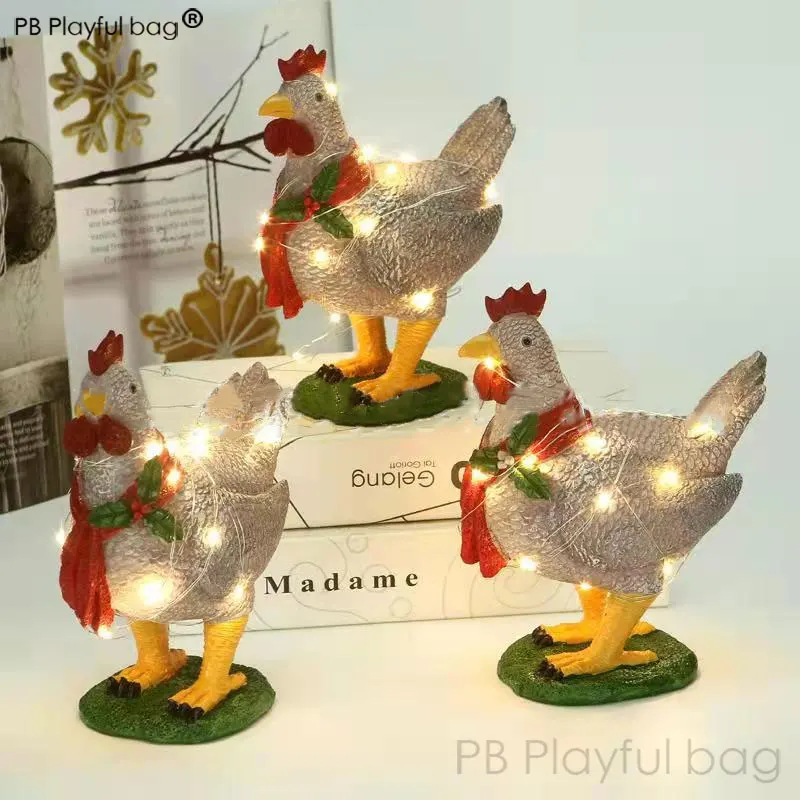 Christmas chicken Golden Chicken independent explosion luminous chicken resin ornament hand-made hen garden decoration gift hd01