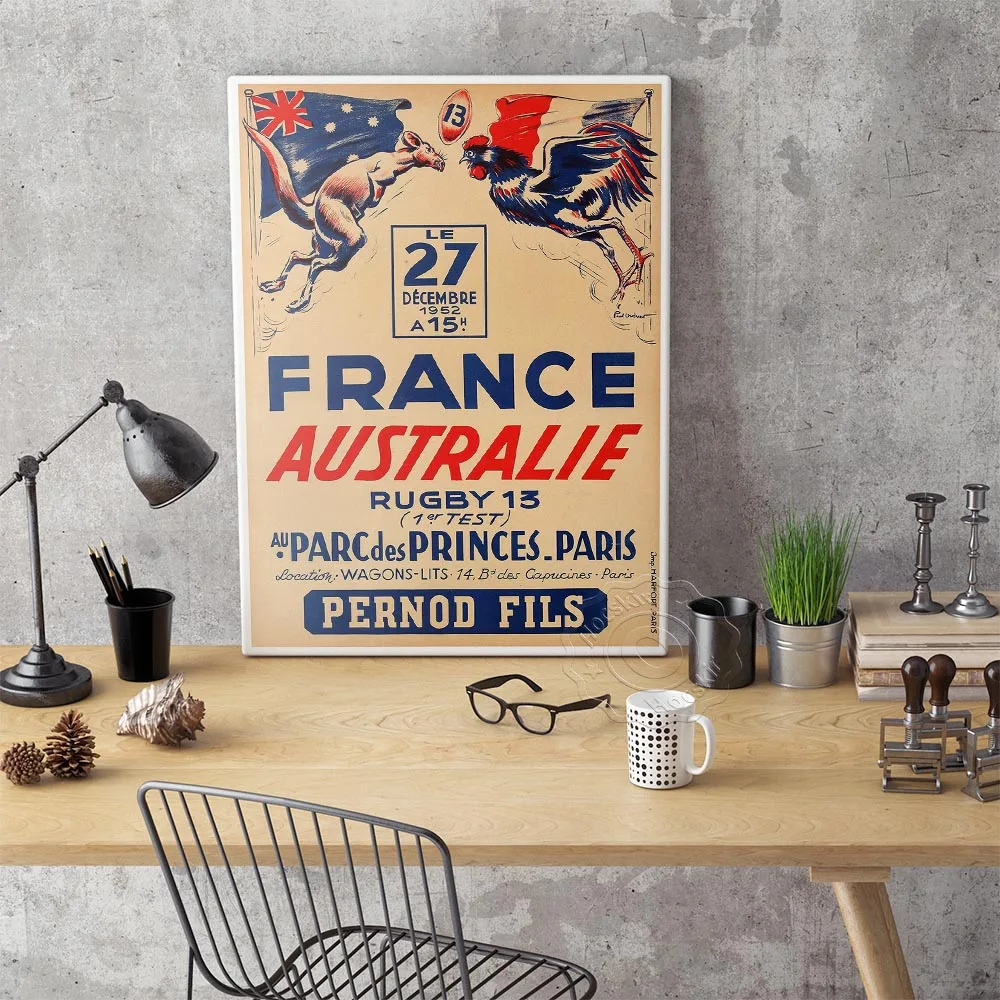 ملصق مسابقة رياضية عتيقة، فن طباعة كرة القدم والملاكمة والتزلج والرجبي والتنس، ملصقات حائط رياضية قديمة، لوحة قماشية، #6