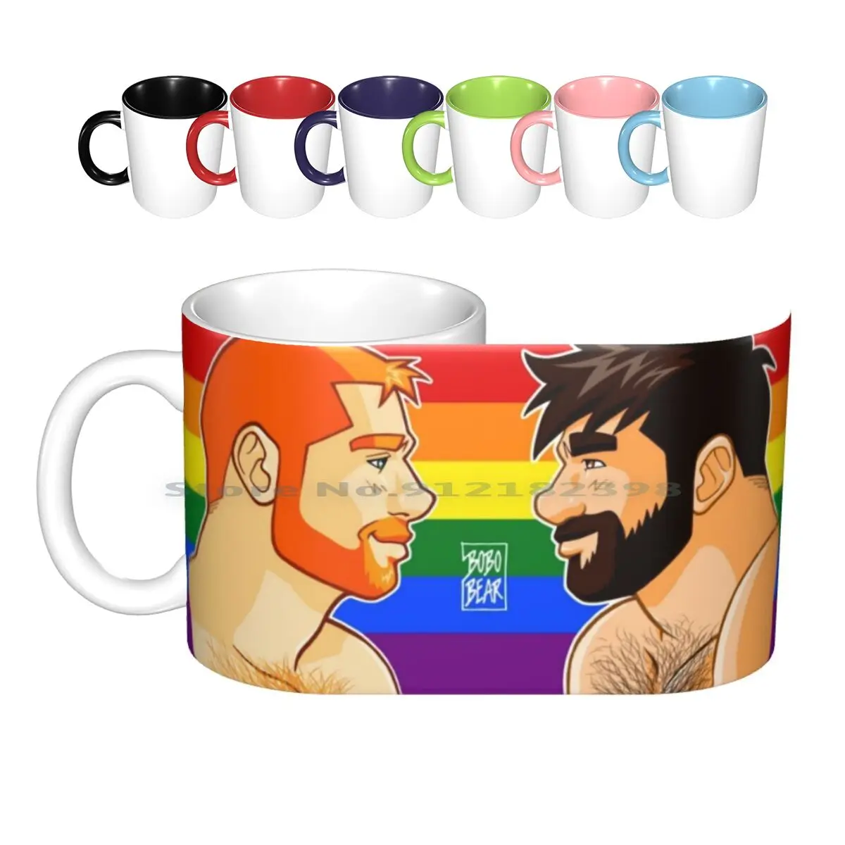 Tazas de cerámica de Adán ben-gaypride, tazas de té de la leche, Bobobear, Bobo Bear, Nisi Bear, Gay, oso, Gayart